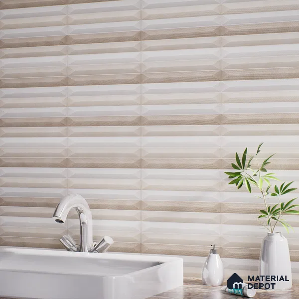 Faux Subway  Tile TL 07243 Crayon 5001 Luster 1 ft x 1 ft Ceramic Matte Finish - 9 mm |Random 4 | 2 mm Spacer is Mandatory | Please Expect a Slight Variation of Pattern (Sample)